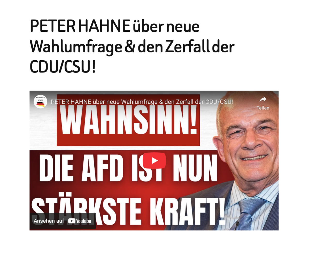 PETER HAHNE über neue Wahlumfrage & den Zerfall der CDU/CSU!