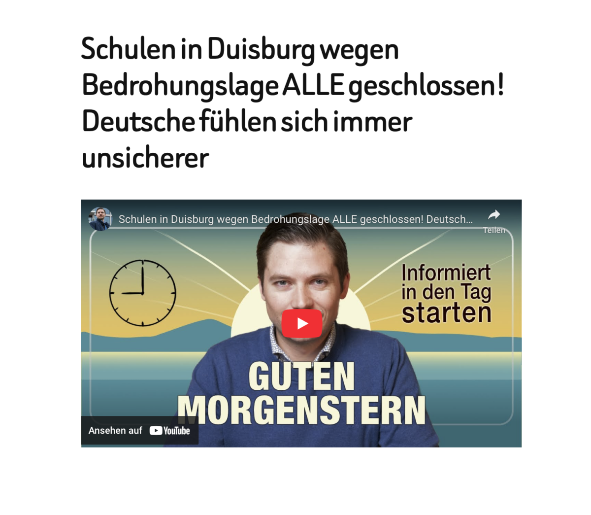 Schulen in Duisburg wegen Bedrohungslage ALLE geschlossen! Deutsche fühlen sich immer unsicherer