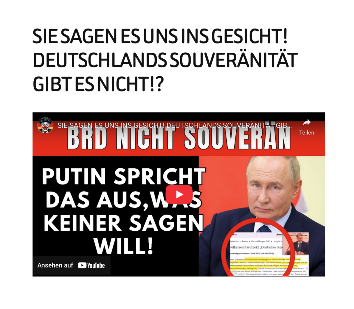 SIE SAGEN ES UNS INS GESICHT! DEUTSCHLANDS SOUVERÄNITÄT GIBT ES NICHT!?