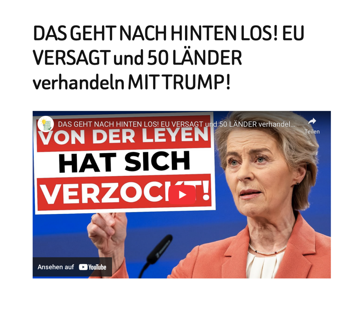 DAS GEHT NACH HINTEN LOS! EU VERSAGT und 50 LÄNDER verhandeln MIT TRUMP!