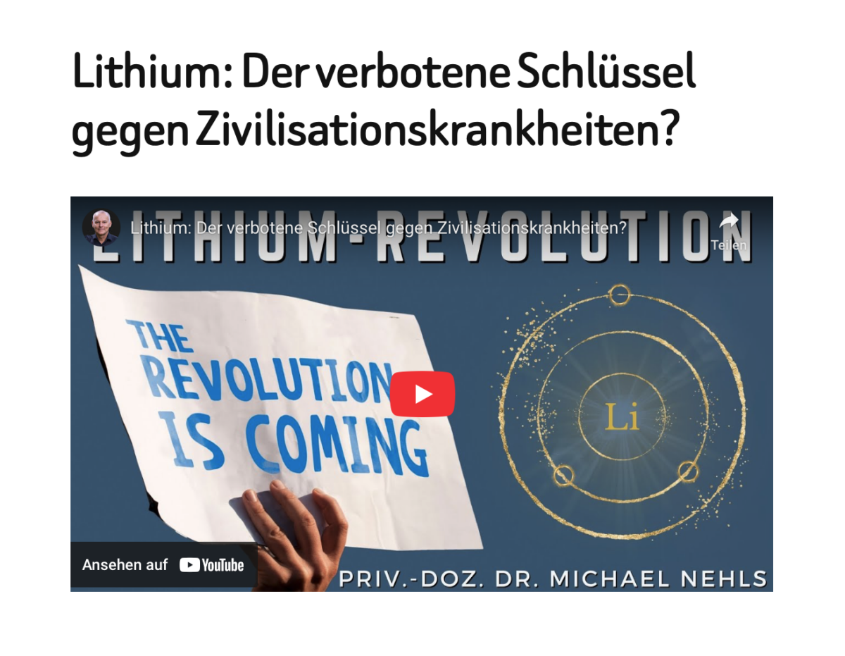 Lithium: Der verbotene Schlüssel gegen Zivilisationskrankheiten?
