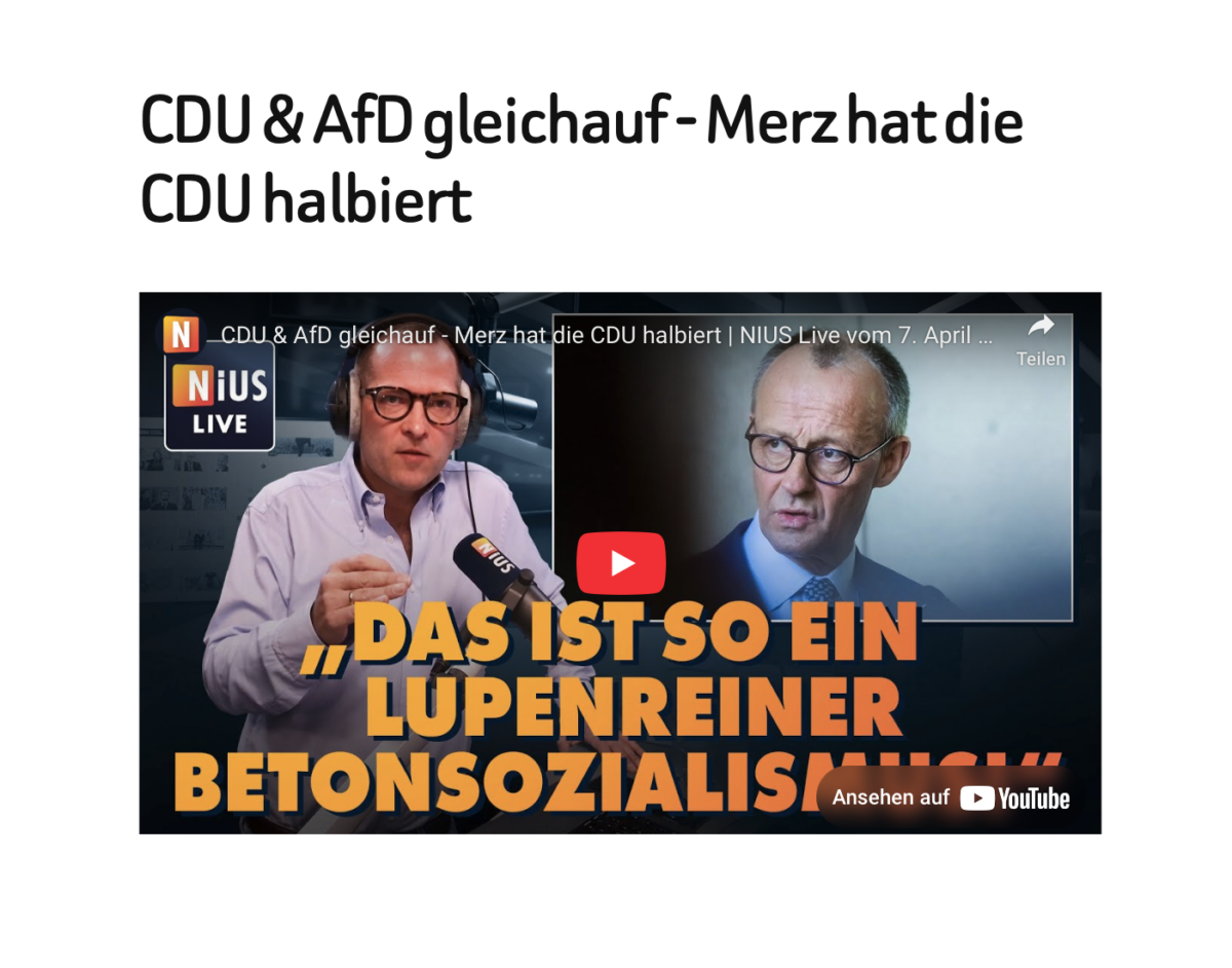 CDU & AfD gleichauf – Merz hat die CDU halbiert 