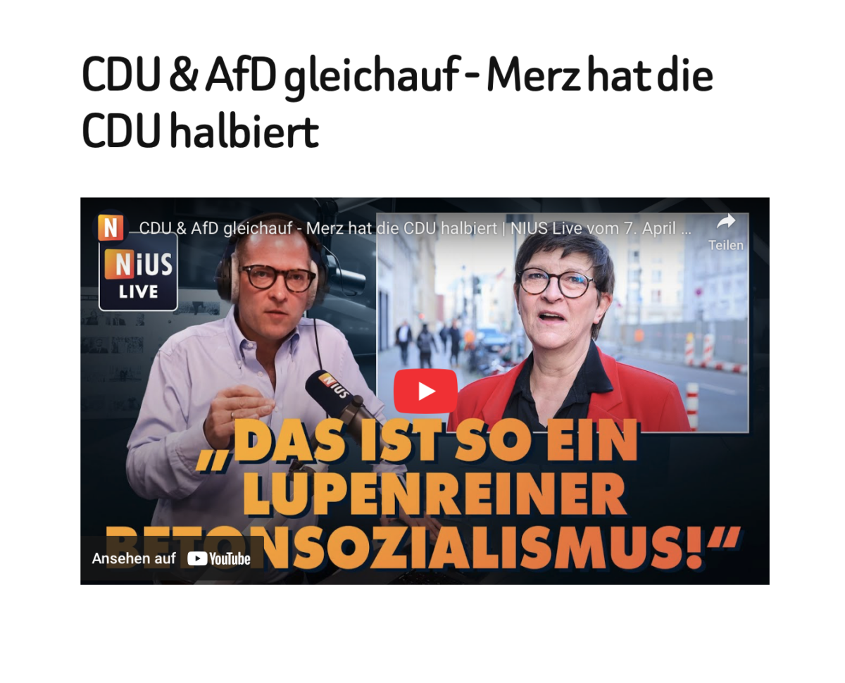 CDU & AfD gleichauf – Merz hat die CDU halbiert 