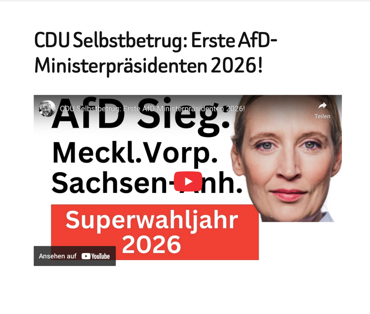 CDU Selbstbetrug: Erste AfD-Ministerpräsidenten 2026!
