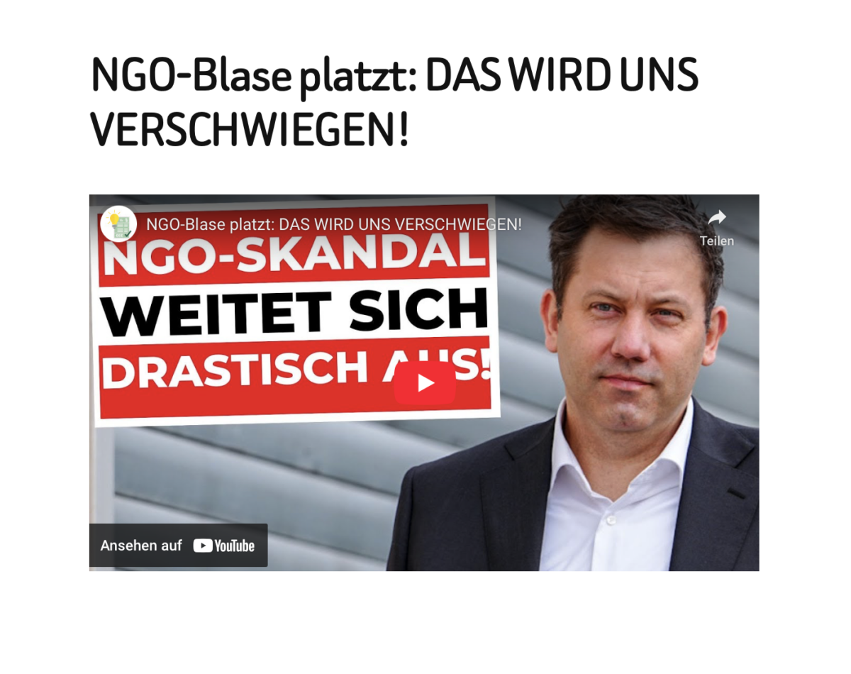 NGO-Blase platzt: DAS WIRD UNS VERSCHWIEGEN!