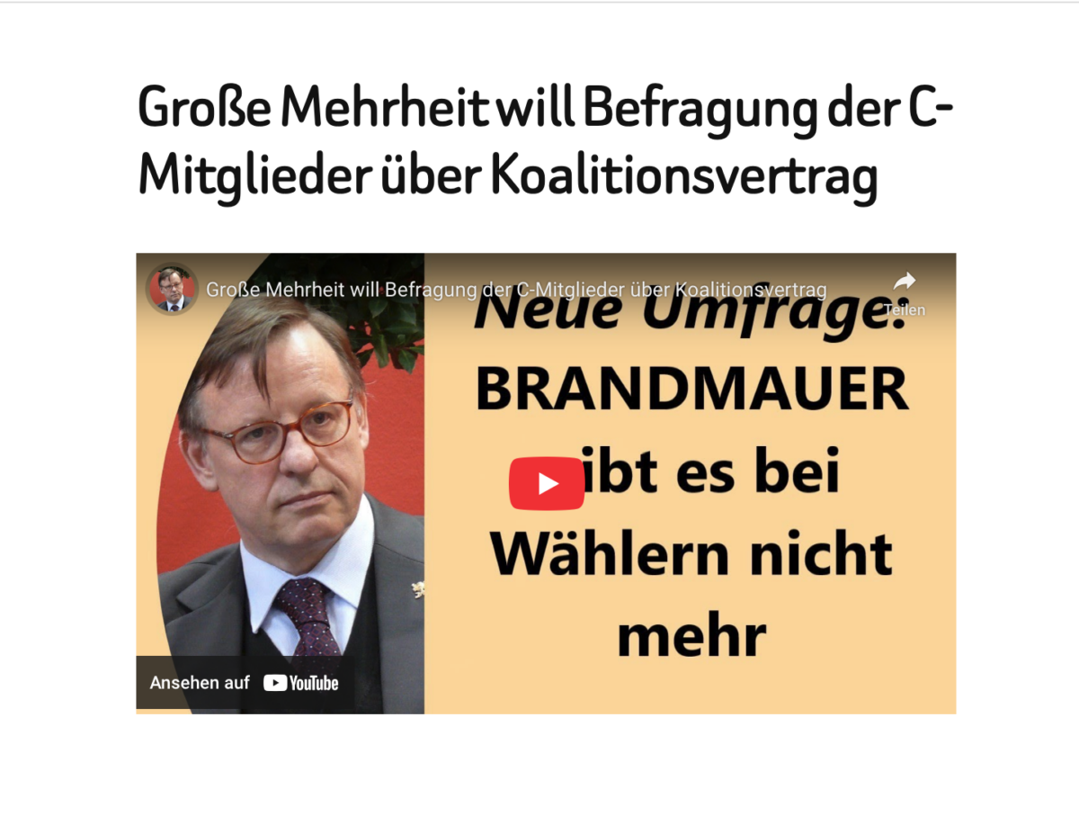 Große Mehrheit will Befragung der C-Mitglieder über Koalitionsvertrag