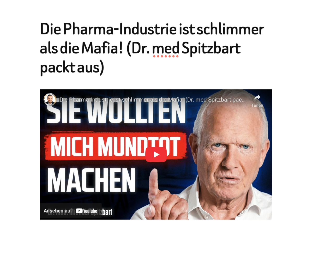 Die Pharma-Industrie ist schlimmer als die Mafia! (Dr. med Spitzbart packt aus)