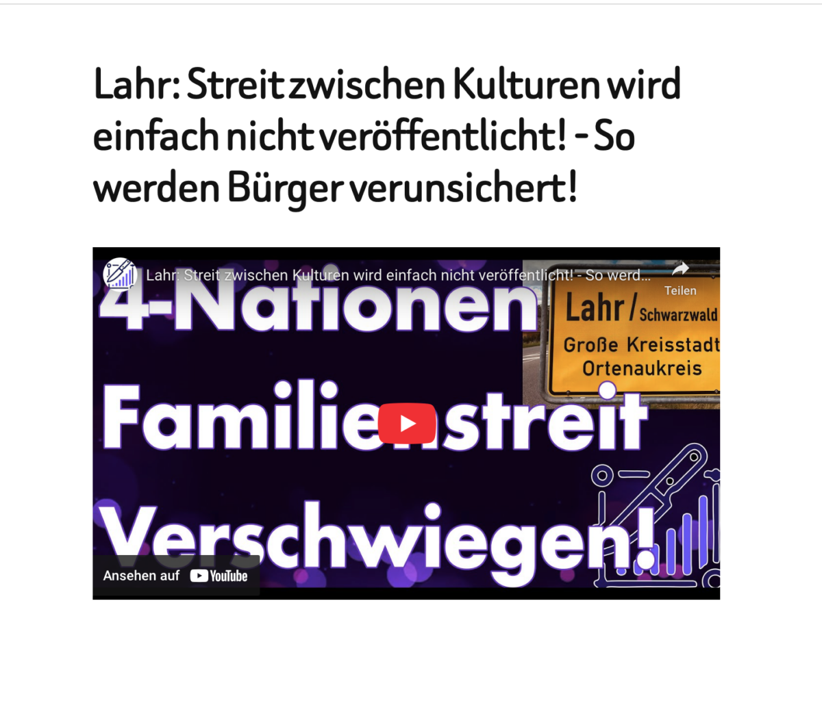 Lahr: Streit zwischen Kulturen wird einfach nicht veröffentlicht! – So werden Bürger verunsichert!