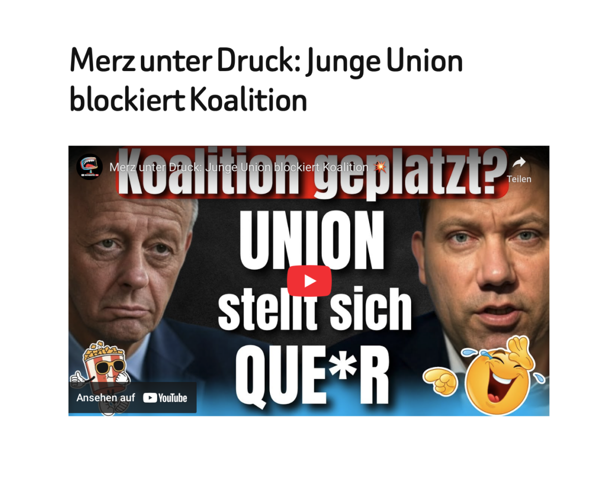 Merz unter Druck: Junge Union blockiert Koalition 