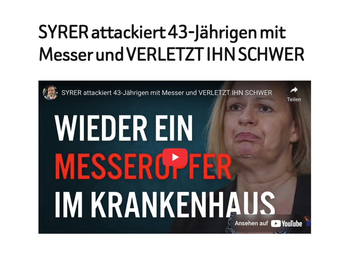 SYRER attackiert 43-Jährigen mit Messer und VERLETZT IHN SCHWER