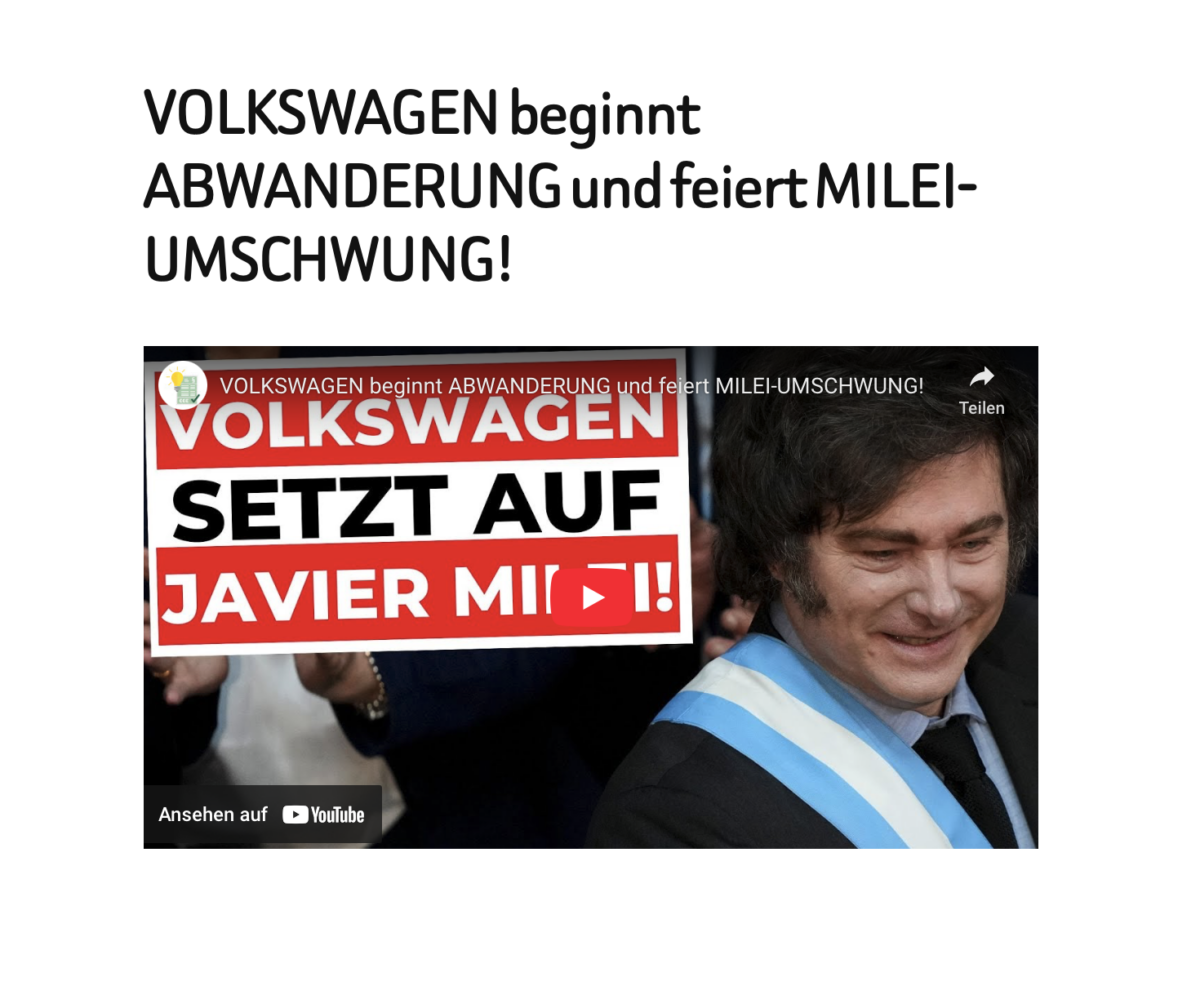 VOLKSWAGEN beginnt ABWANDERUNG und feiert MILEI-UMSCHWUNG!