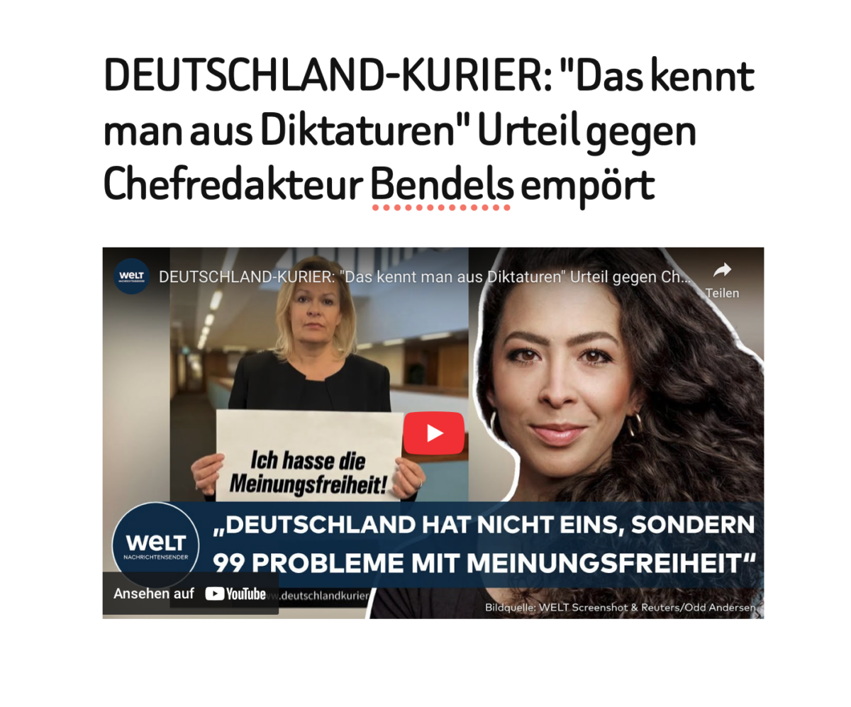 DEUTSCHLAND-KURIER: „Das kennt man aus Diktaturen“ Urteil gegen Chefredakteur Bendels empört