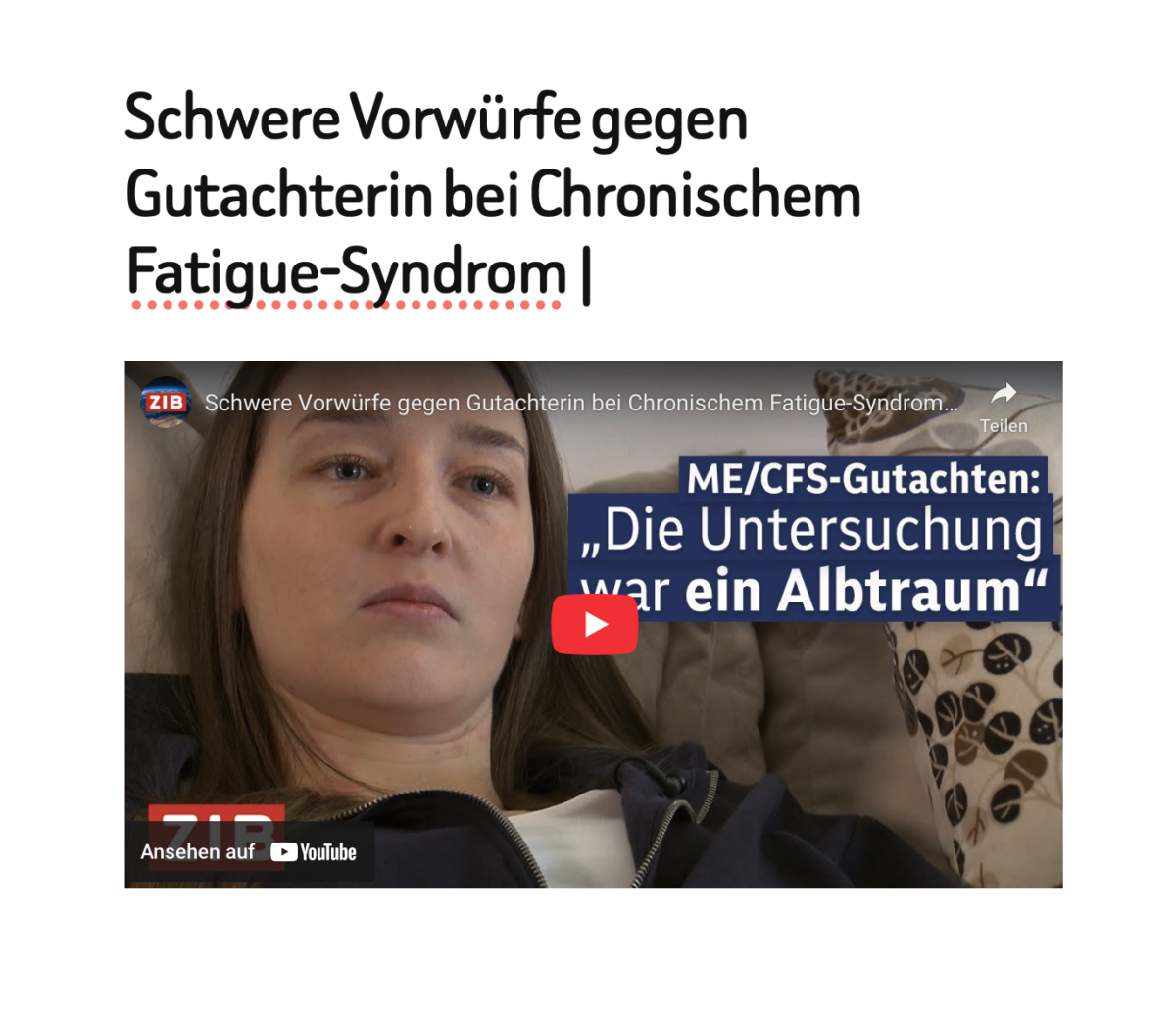Schwere Vorwürfe gegen Gutachterin bei Chronischem Fatigue-Syndrom |