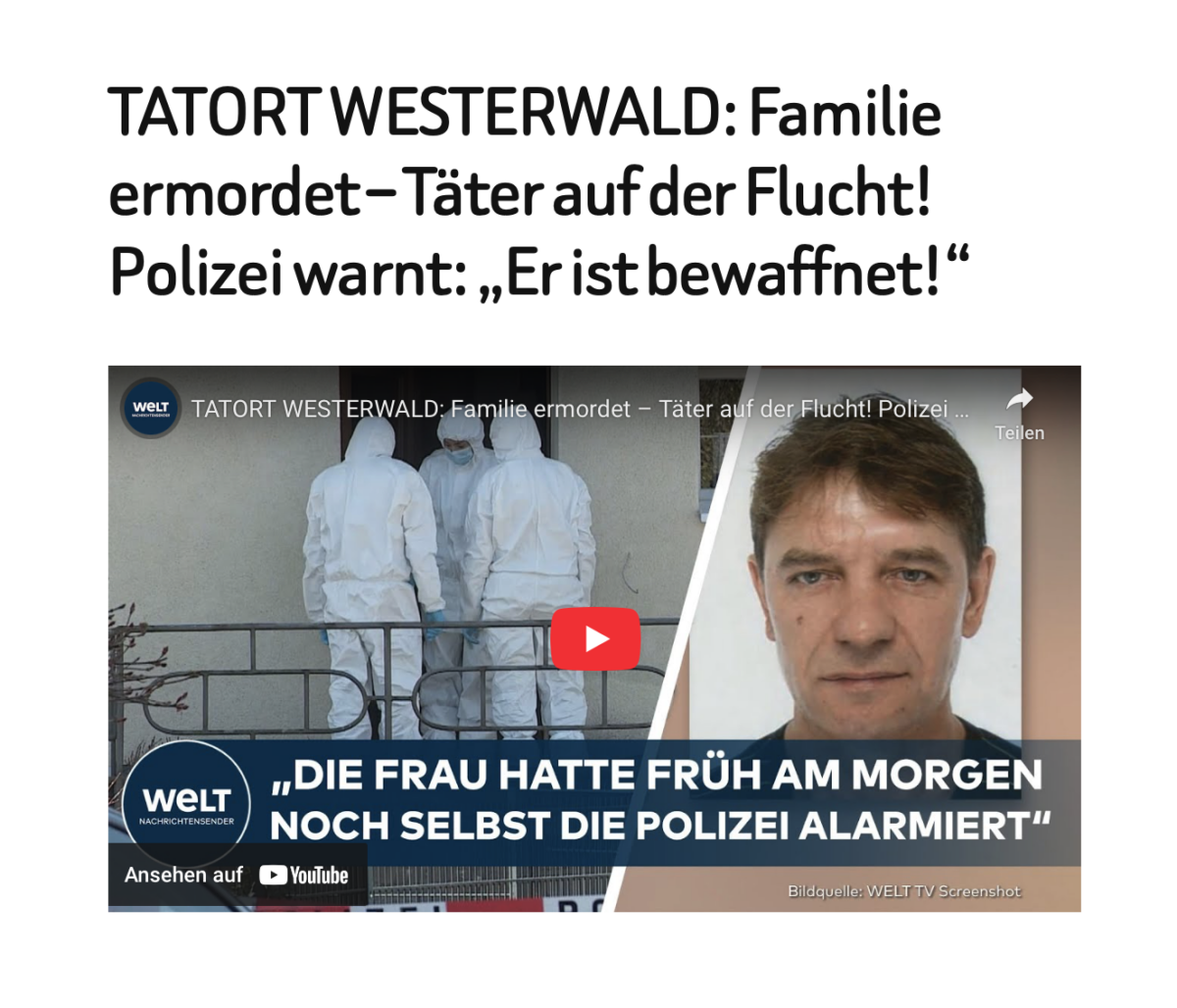TATORT WESTERWALD: Familie ermordet – Täter auf der Flucht! Polizei warnt: „Er ist bewaffnet!“