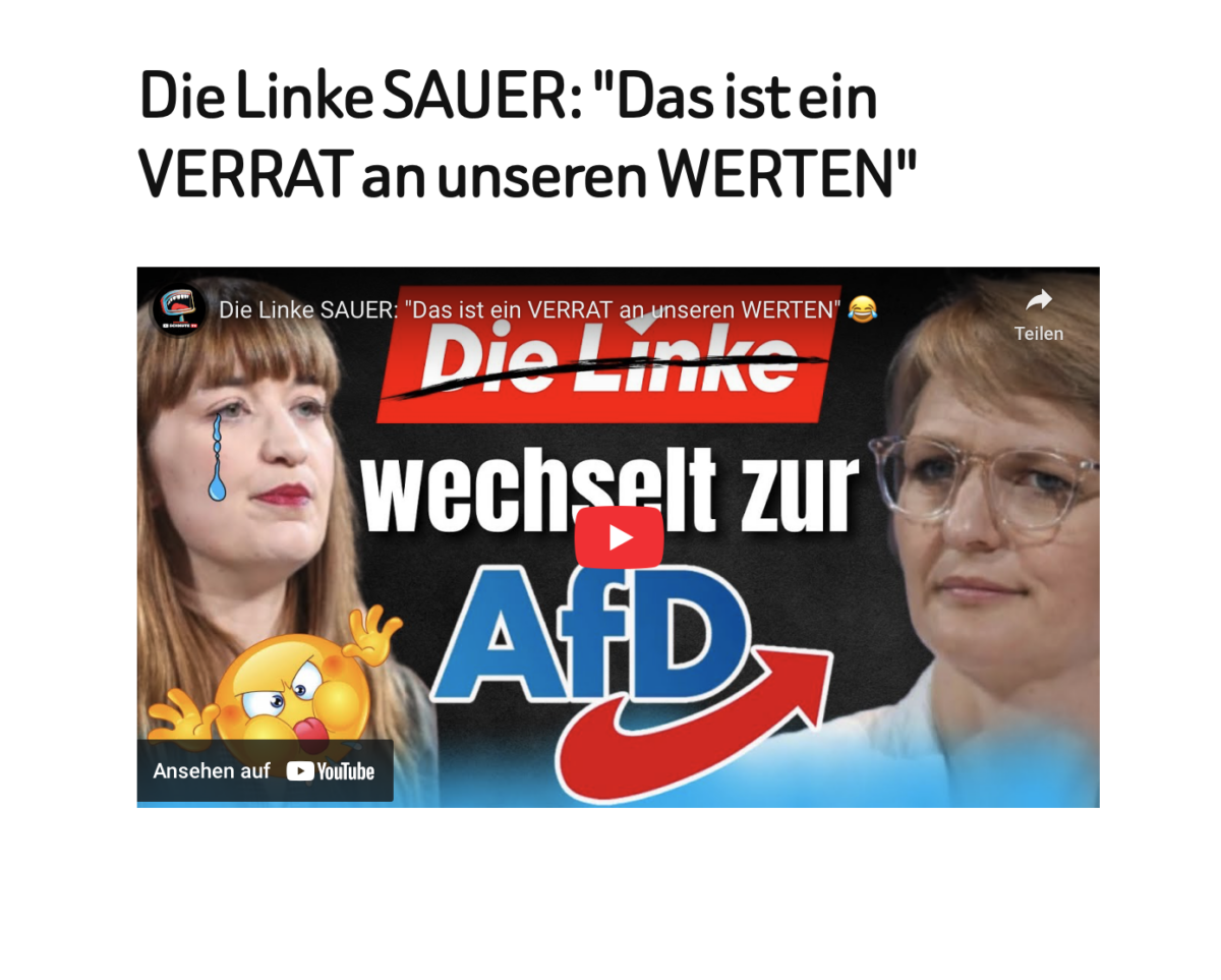 Die Linke SAUER: „Das ist ein VERRAT an unseren WERTEN“ 