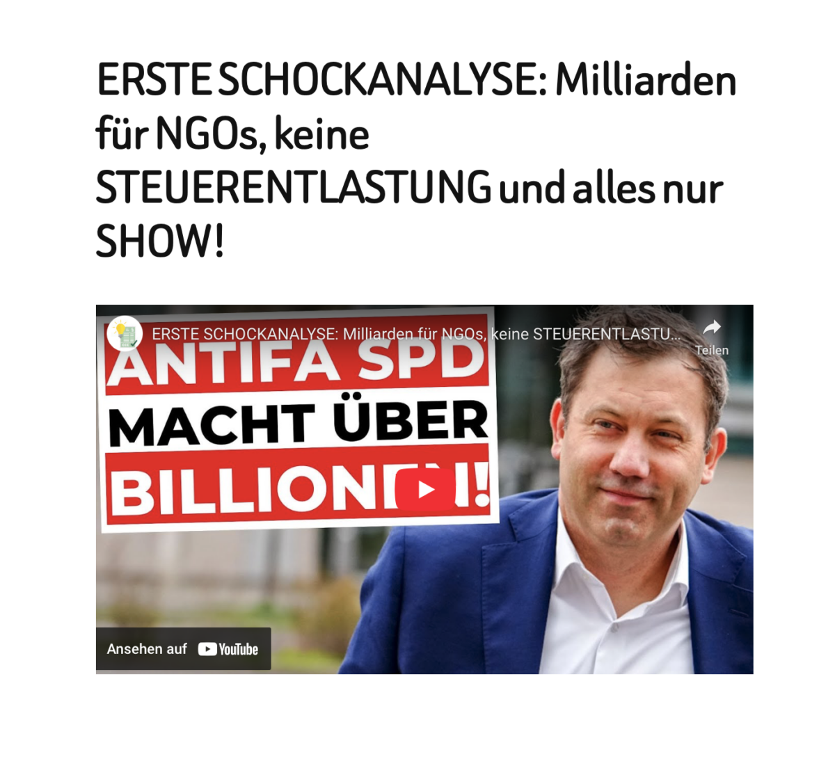 ERSTE SCHOCKANALYSE: Milliarden für NGOs, keine STEUERENTLASTUNG und alles nur SHOW!