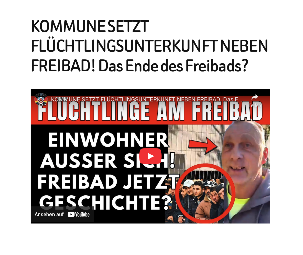 KOMMUNE SETZT FLÜCHTLINGSUNTERKUNFT NEBEN FREIBAD! Das Ende des Freibads?
