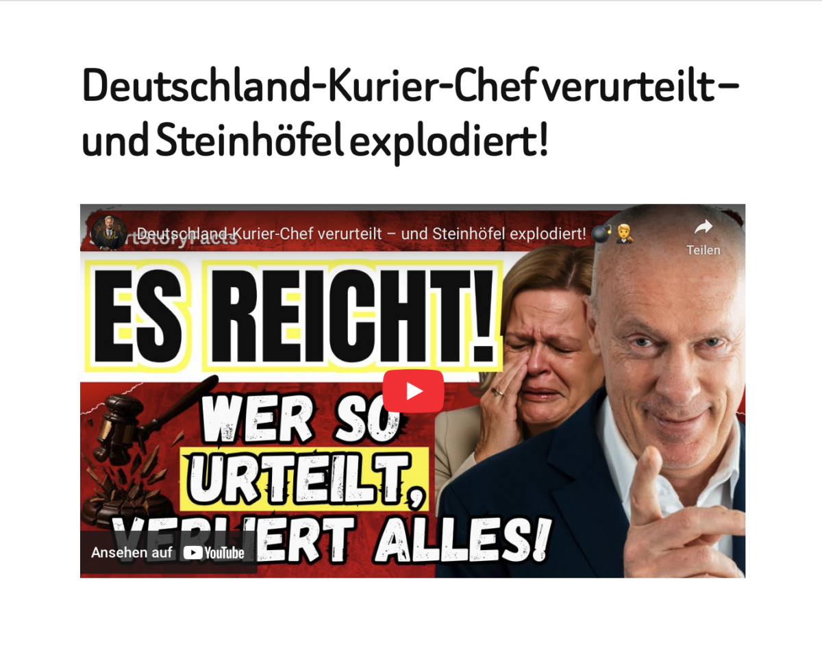 Deutschland-Kurier-Chef verurteilt – und Steinhöfel explodiert! 