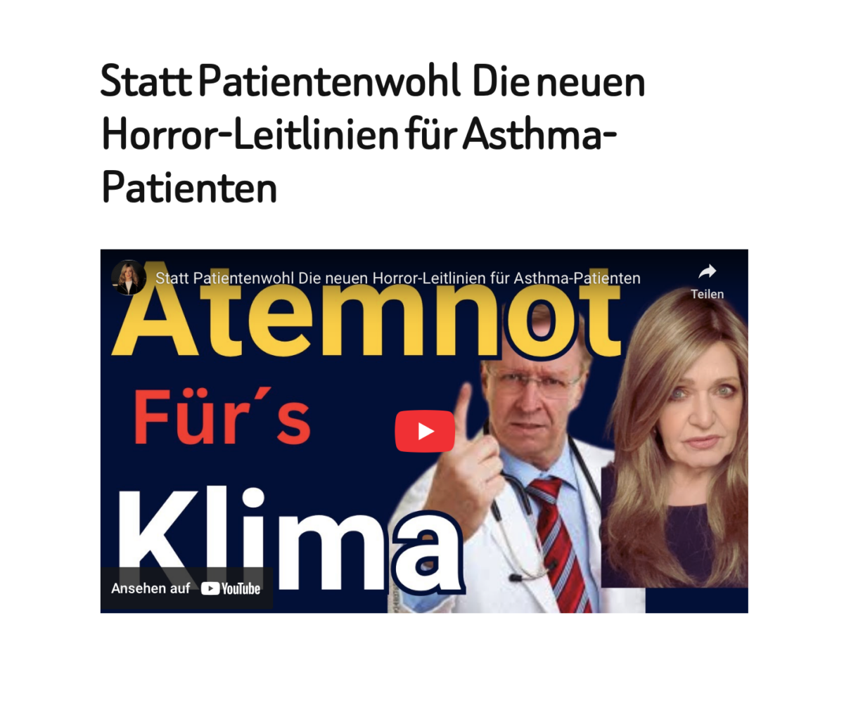 Statt Patientenwohl  Die neuen Horror-Leitlinien für Asthma-Patienten