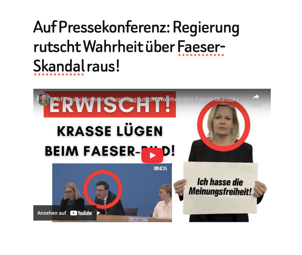 Auf Pressekonferenz: Regierung rutscht Wahrheit über Faeser-Skandal raus!