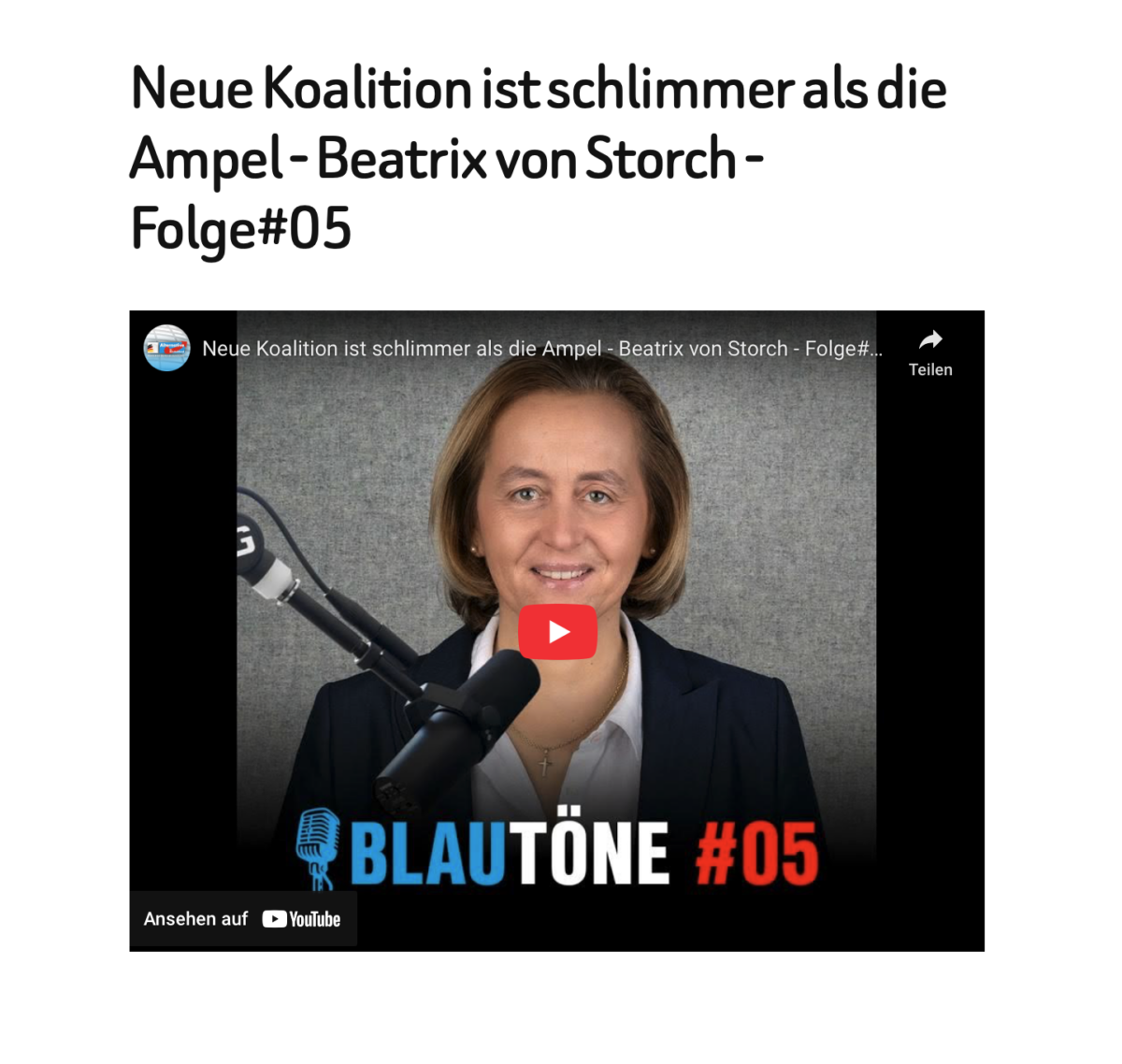 Neue Koalition ist schlimmer als die Ampel – Beatrix von Storch – Folge#05