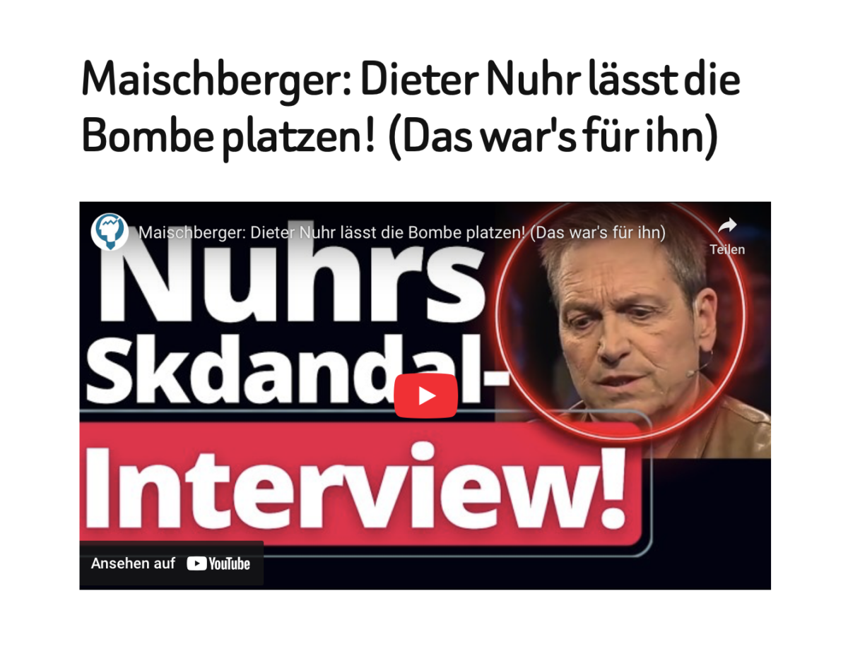 Maischberger: Dieter Nuhr lässt die Bombe platzen! (Das war’s für ihn)