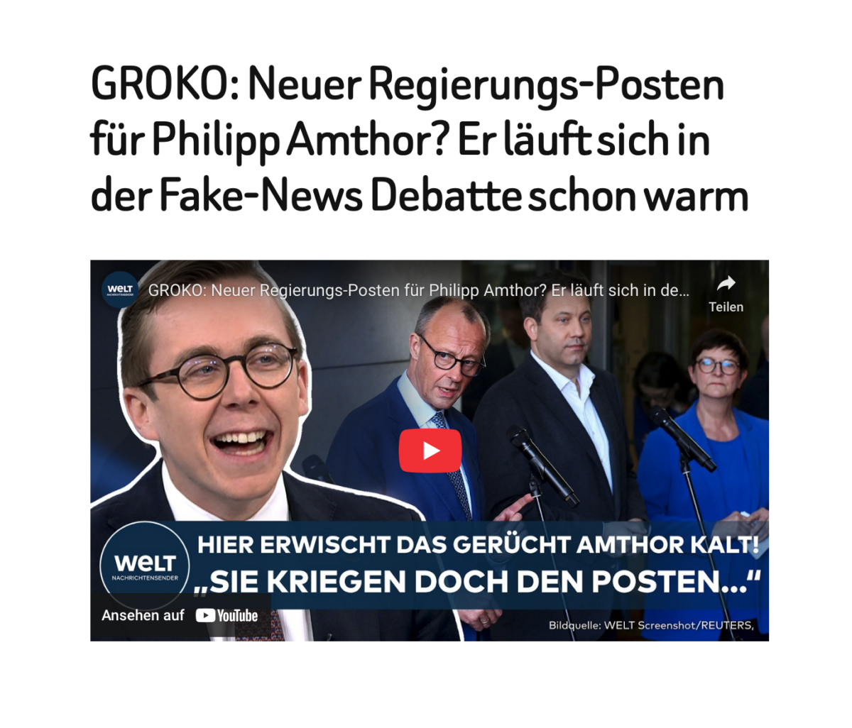 GROKO: Neuer Regierungs-Posten für Philipp Amthor? Er läuft sich in der Fake-News Debatte schon warm