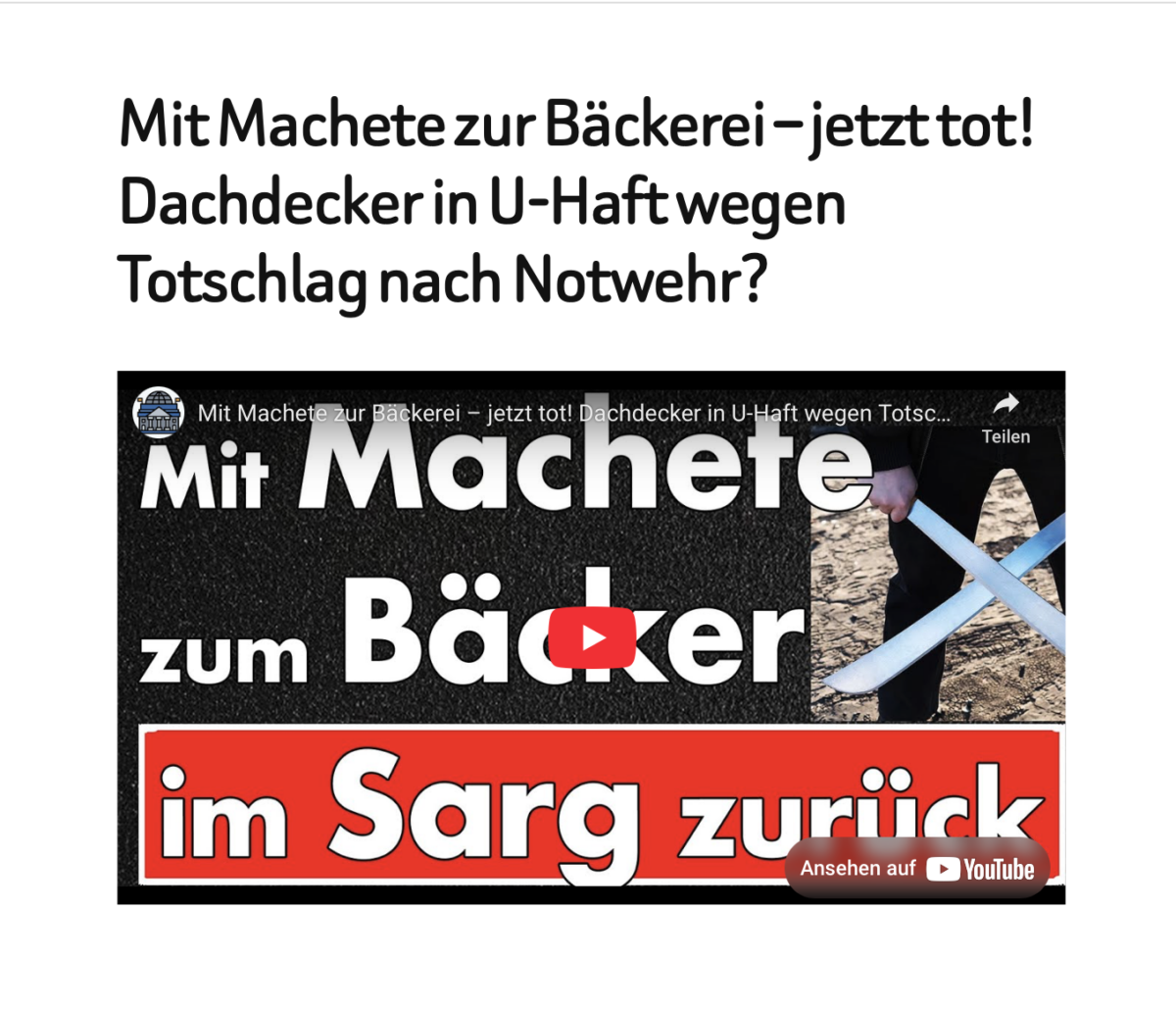 Mit Machete zur Bäckerei – jetzt tot! Dachdecker in U-Haft wegen Totschlag nach Notwehr?