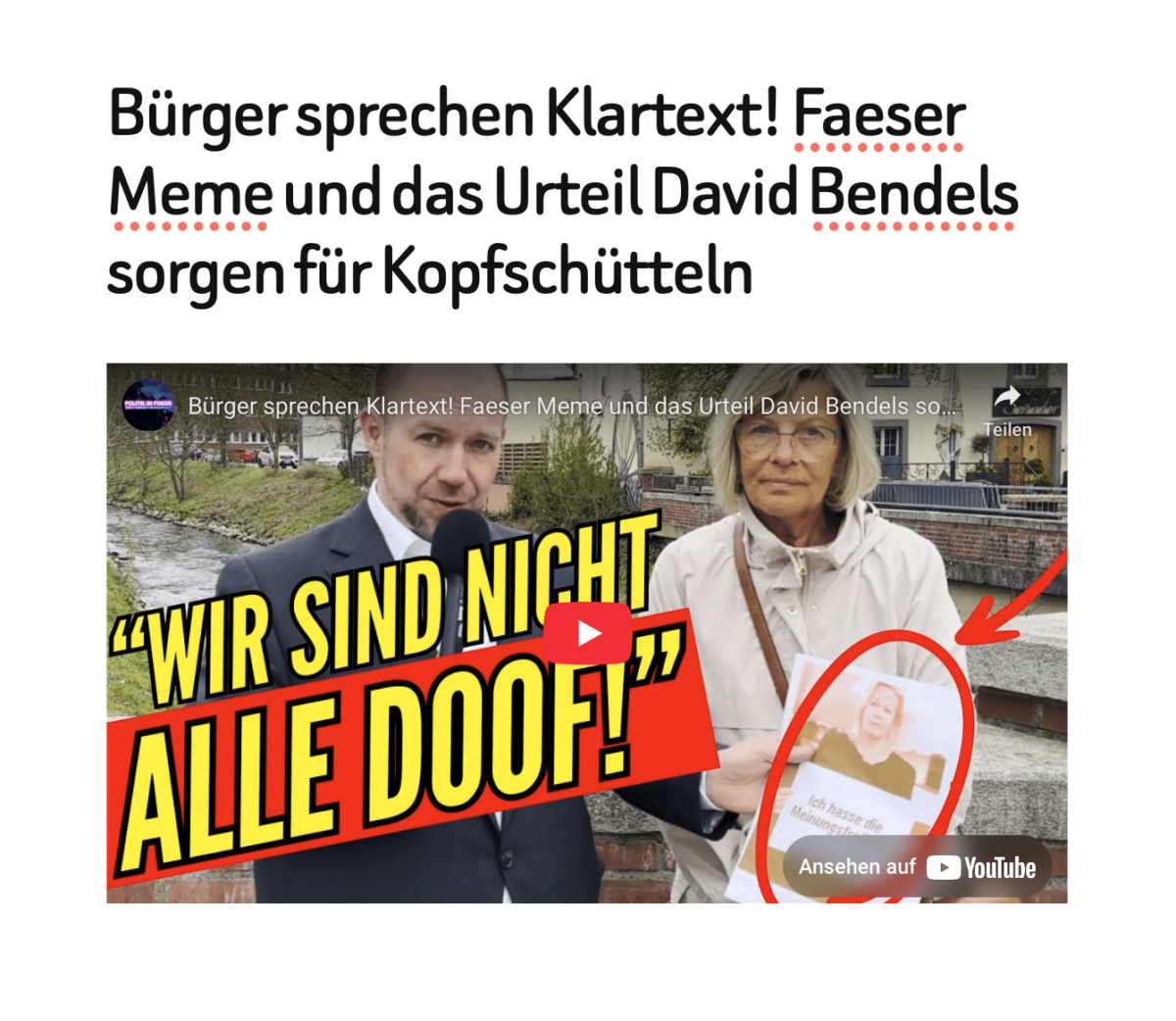 Bürger sprechen Klartext! Faeser Meme und das Urteil David Bendels sorgen für Kopfschütteln