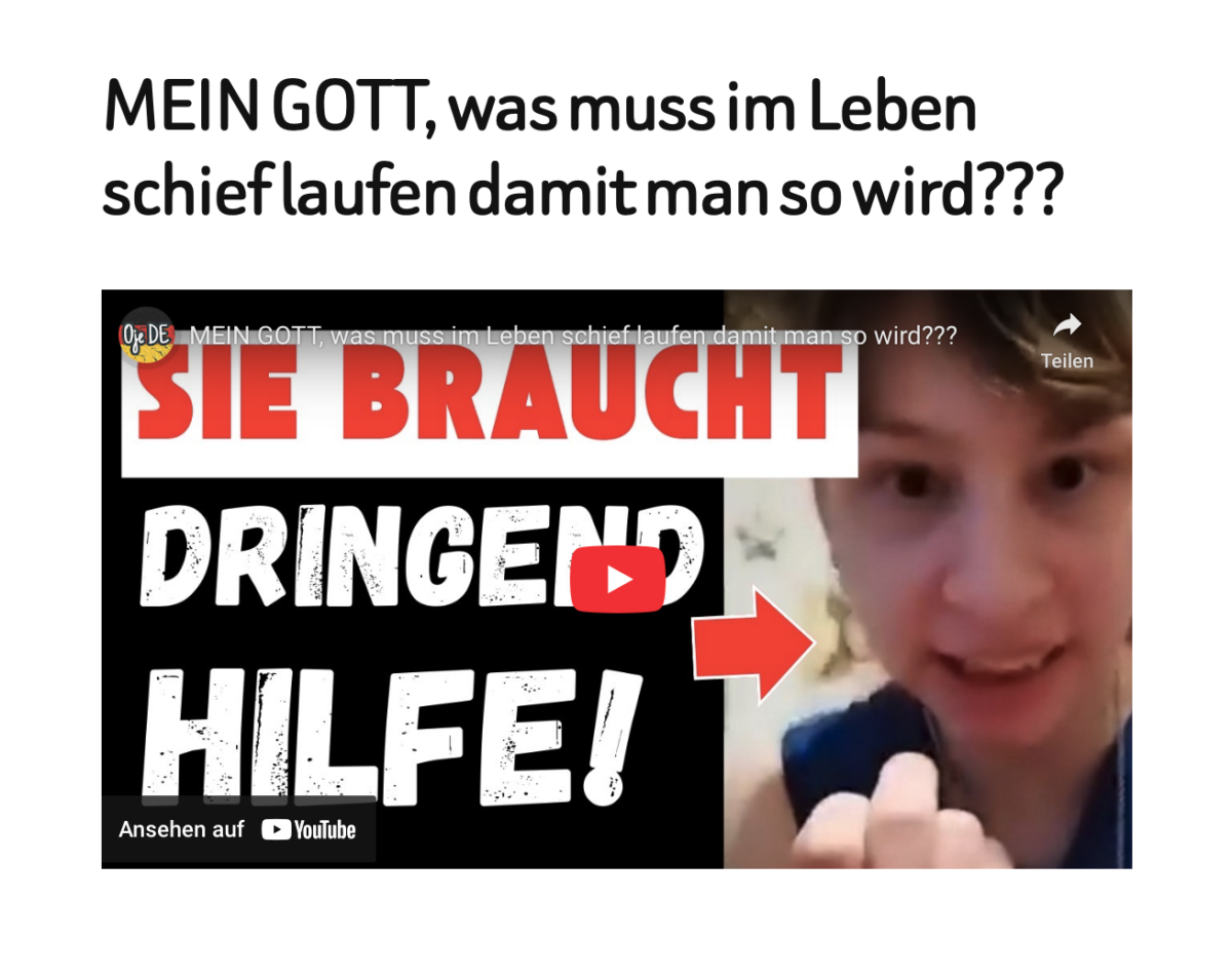 MEIN GOTT, was muss im Leben schief laufen damit man so wird???