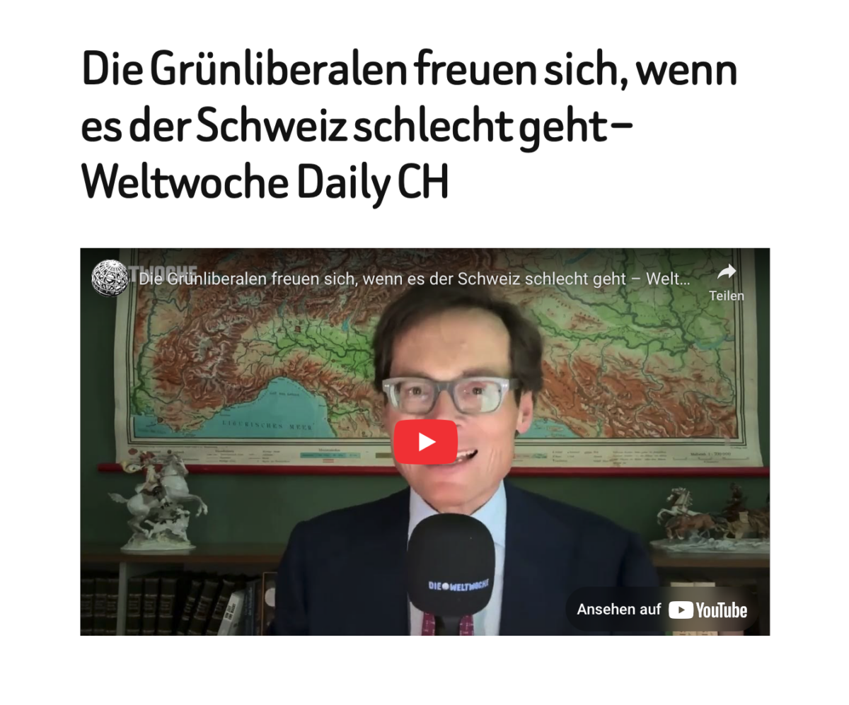 Die Grünliberalen freuen sich, wenn es der Schweiz schlecht geht – Weltwoche Daily CH