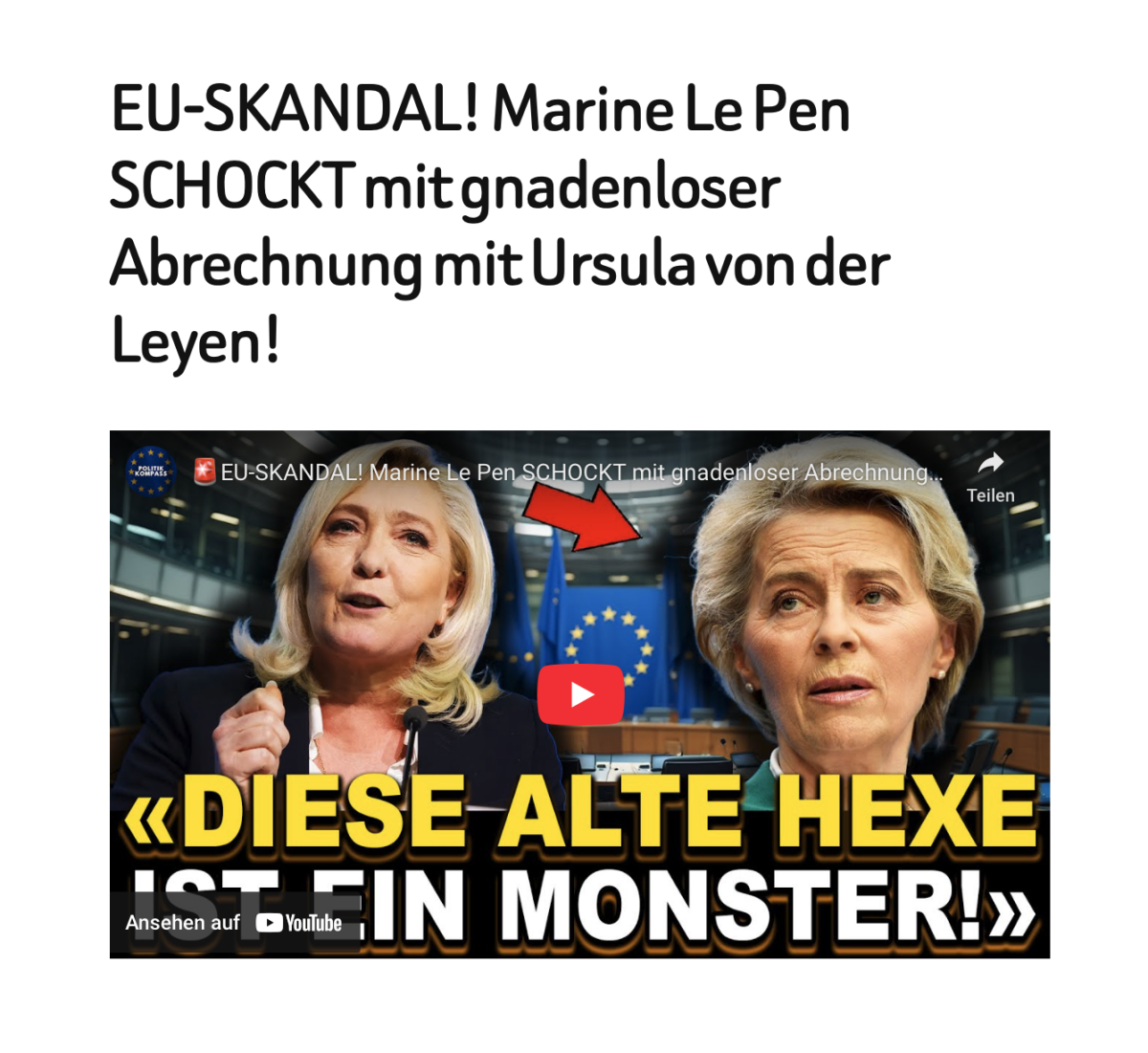 EU-SKANDAL! Marine Le Pen SCHOCKT mit gnadenloser Abrechnung mit Ursula von der Leyen!