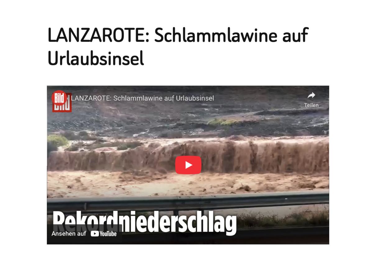 LANZAROTE:  Schlammlawine  auf Urlaubsinsel