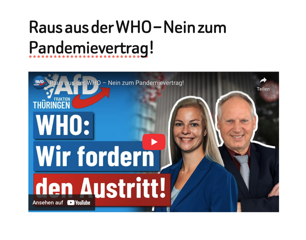 Raus aus der WHO – Nein zum Pandemievertrag!