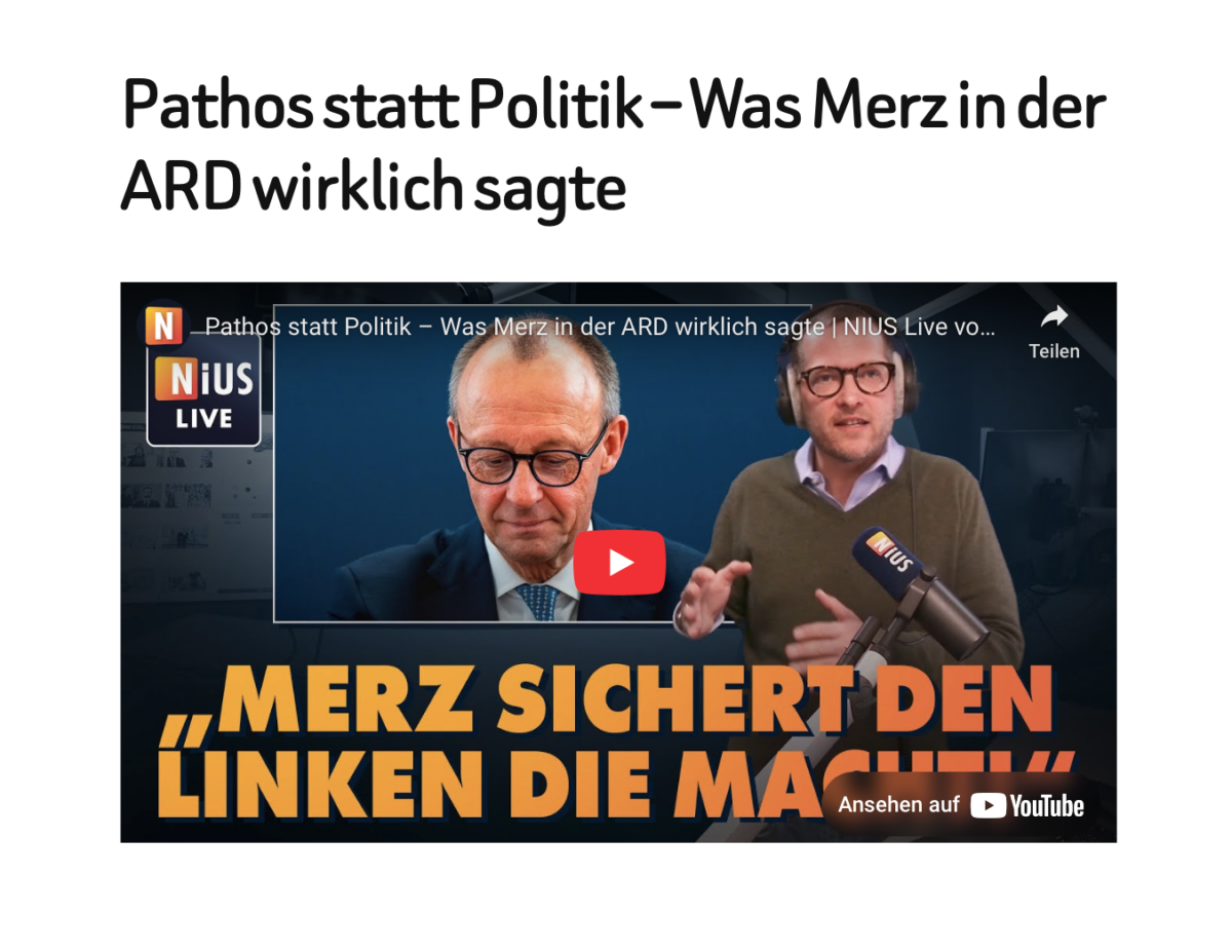 Pathos statt Politik – Was Merz in der ARD wirklich sagte 