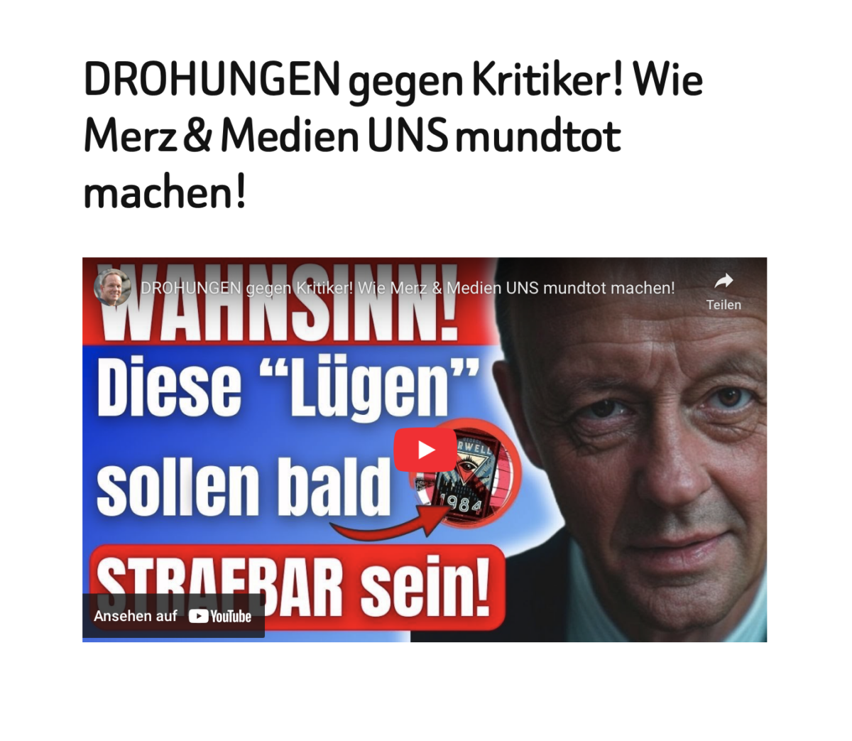 DROHUNGEN gegen Kritiker! Wie Merz & Medien UNS mundtot machen!