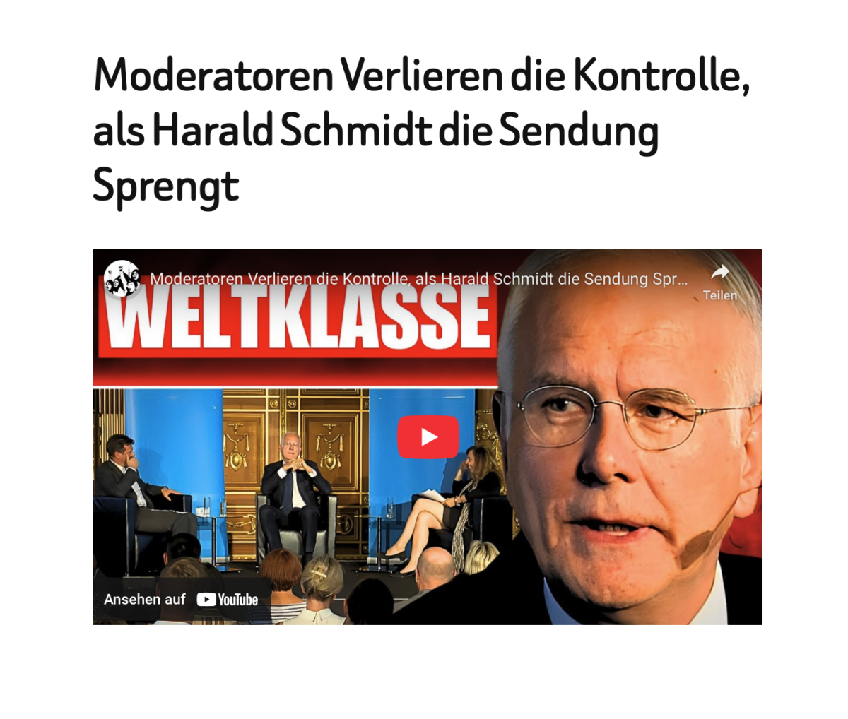 Moderatoren Verlieren die Kontrolle, als Harald Schmidt die Sendung Sprengt
