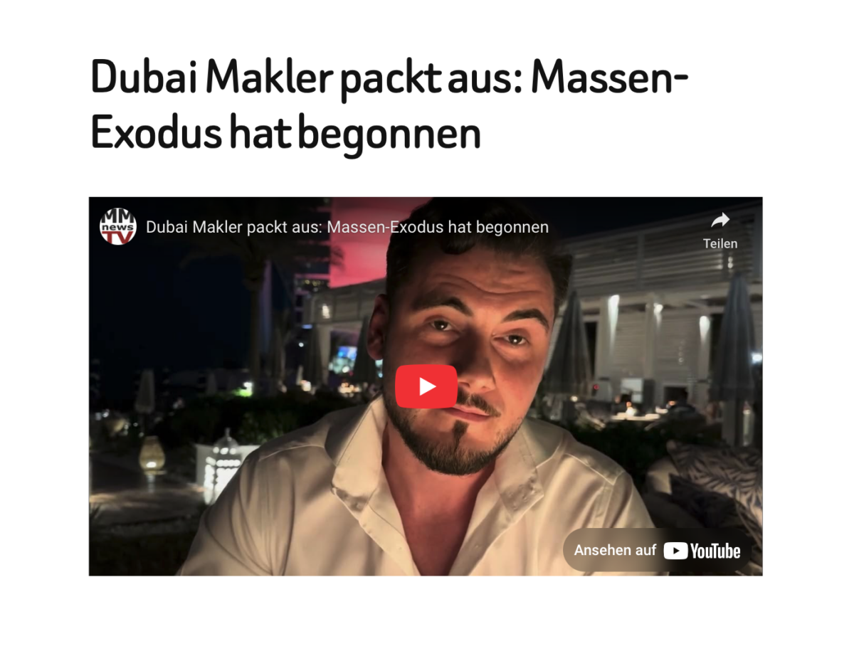 Dubai Makler packt aus: Massen-Exodus hat begonnen