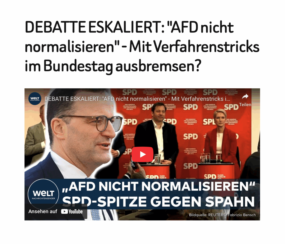 DEBATTE ESKALIERT: „AFD nicht normalisieren“ – Mit Verfahrenstricks im Bundestag ausbremsen?