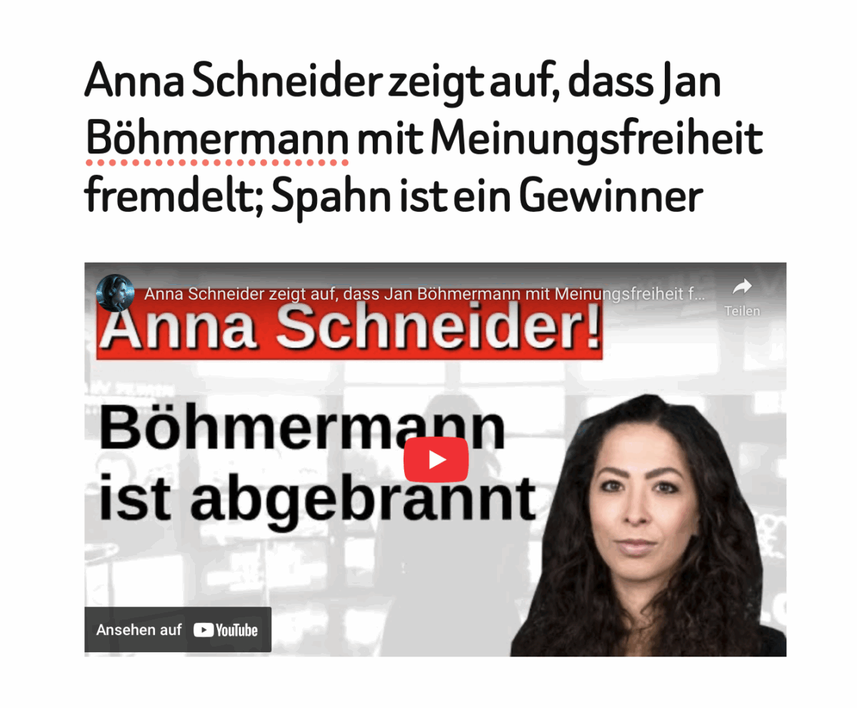 Anna Schneider zeigt auf, dass Jan Böhmermann mit Meinungsfreiheit fremdelt; Spahn ist ein Gewinner