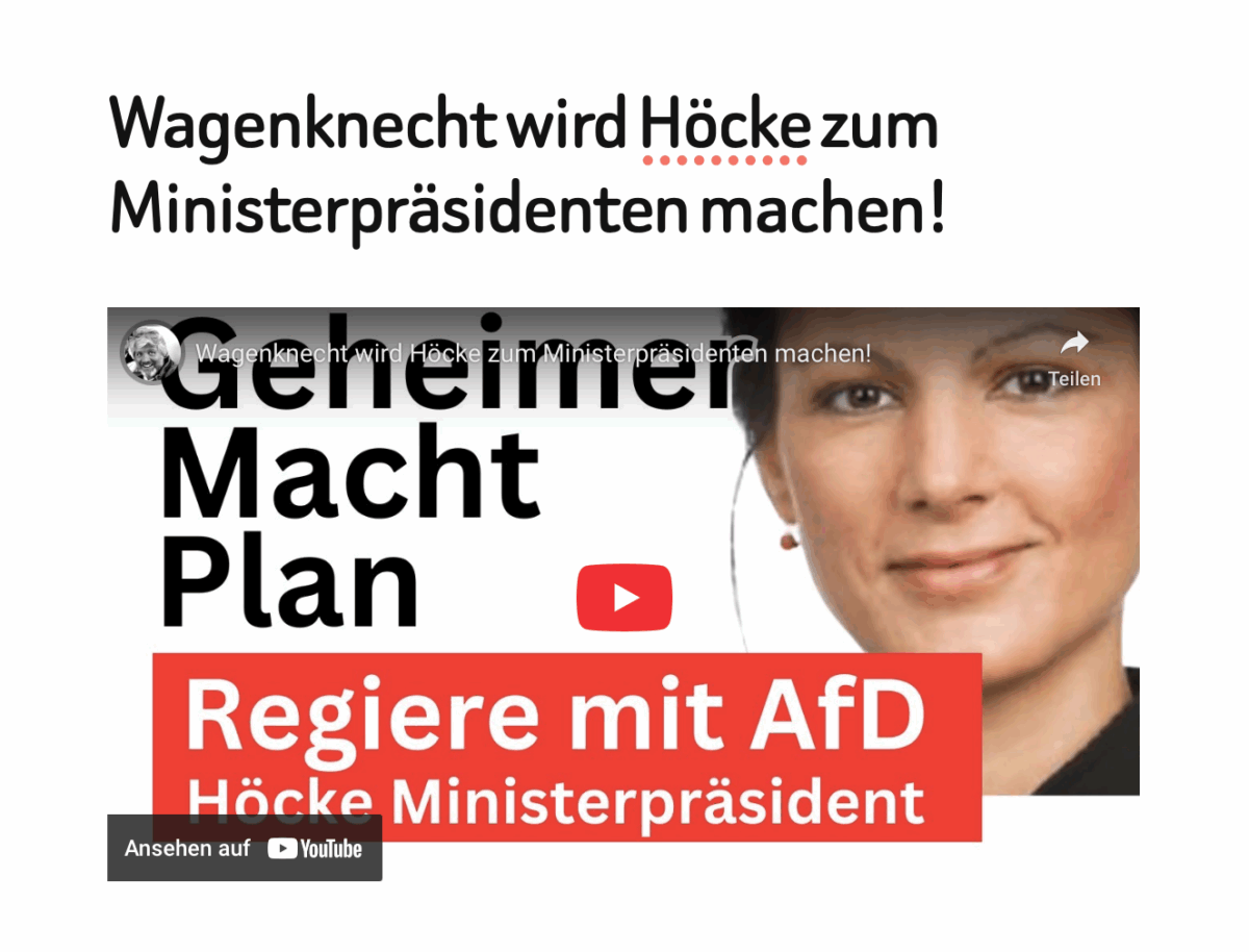 Wagenknecht wird Höcke zum Ministerpräsidenten machen!