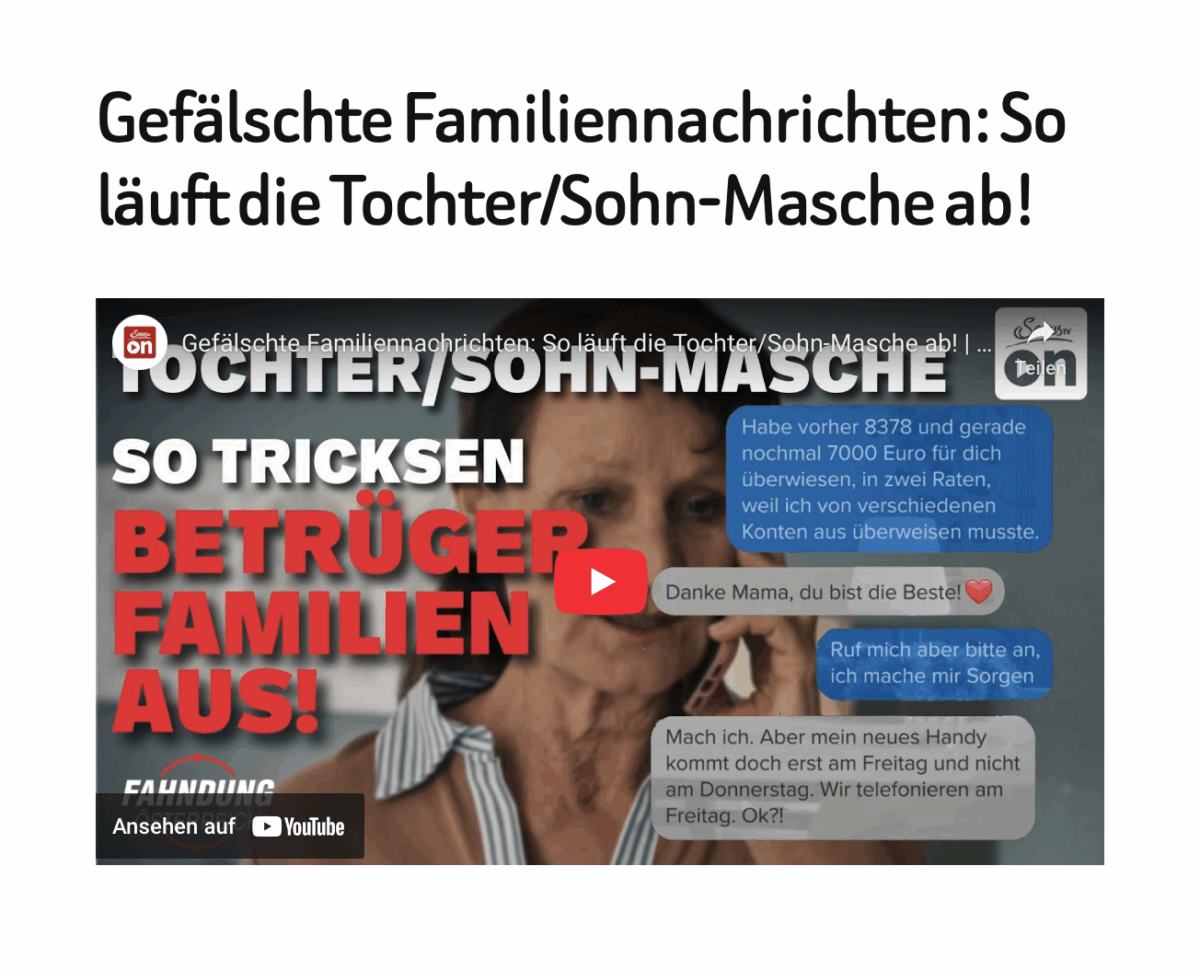 Gefälschte Familiennachrichten: So läuft die Tochter/Sohn-Masche ab! 