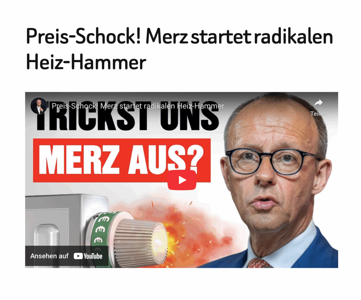 Preis-Schock! Merz startet radikalen Heiz-Hammer