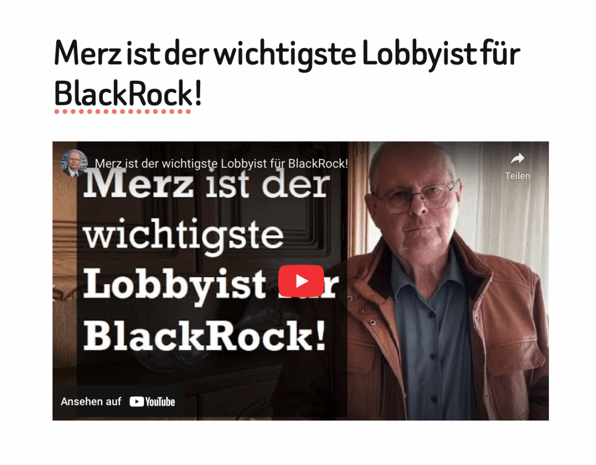 Merz ist der wichtigste Lobbyist für BlackRock!