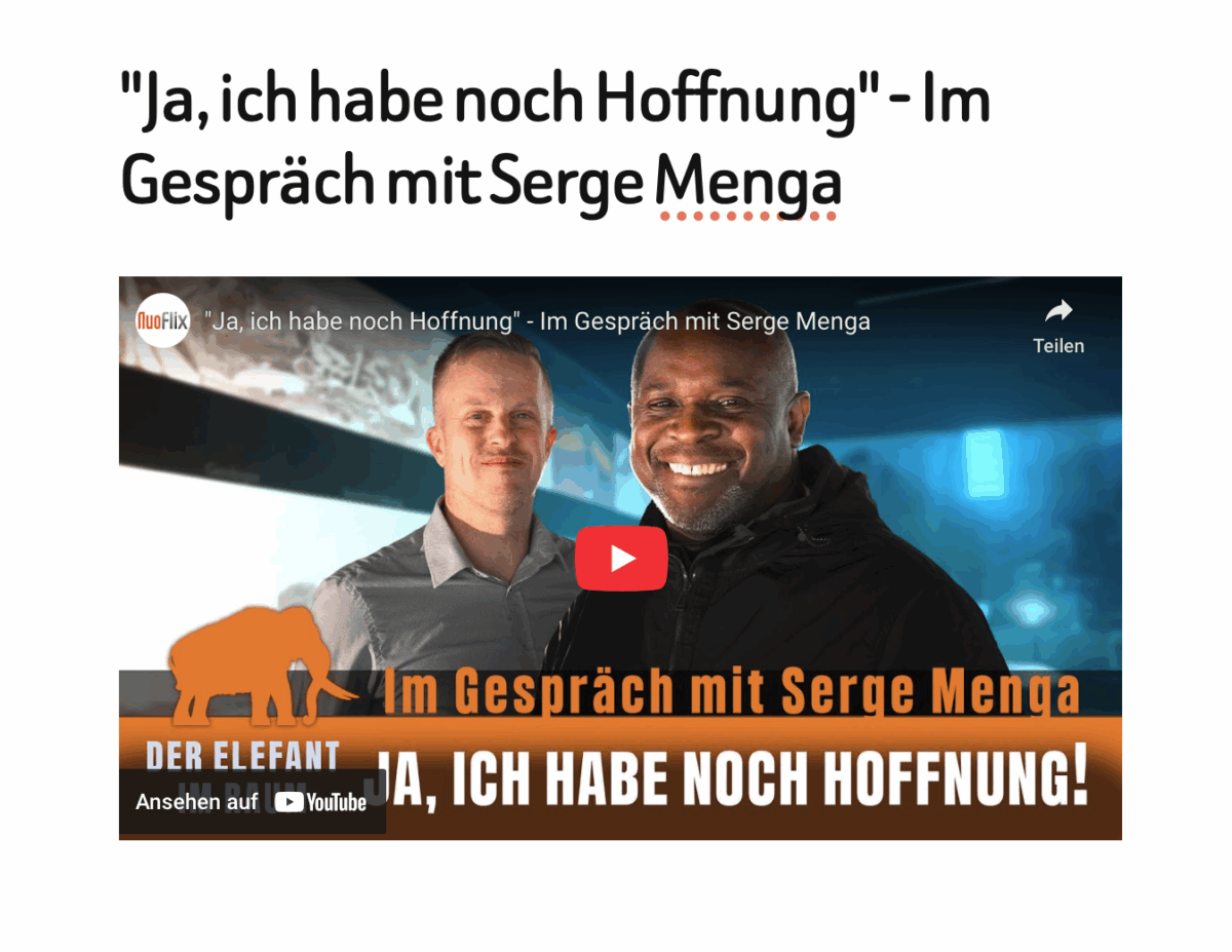 „Ja, ich habe noch Hoffnung“ – Im Gespräch mit Serge Menga