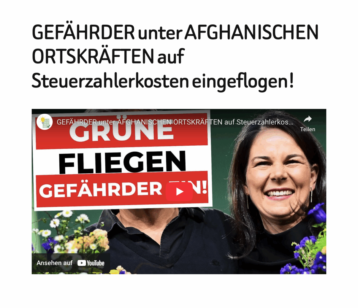GEFÄHRDER unter AFGHANISCHEN ORTSKRÄFTEN auf Steuerzahlerkosten eingeflogen!