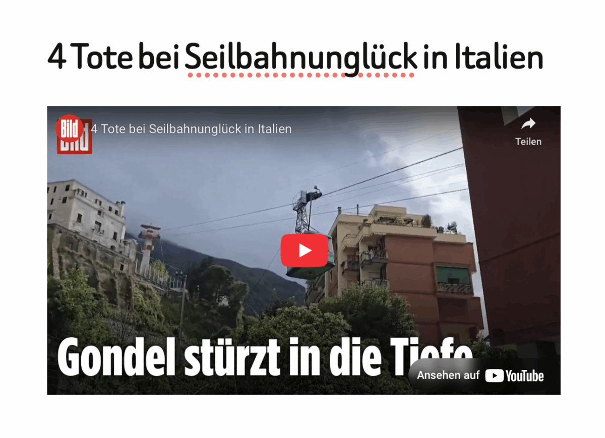 4 Tote bei Seilbahnunglück in Italien