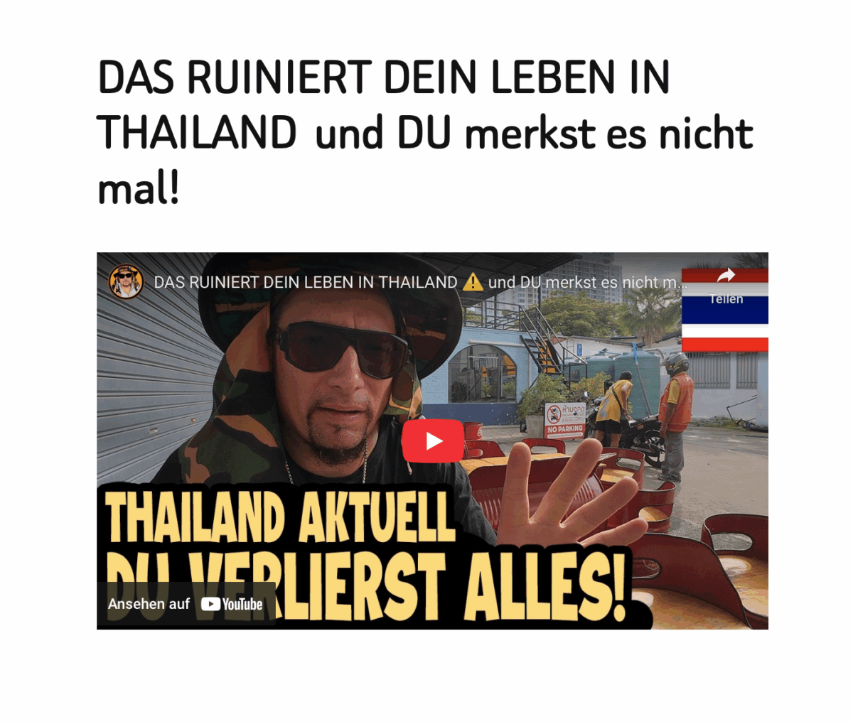 DAS  RUINIERT  DEIN  LEBEN  IN THAILAND   und  DU  merkst  es  nicht mal! 