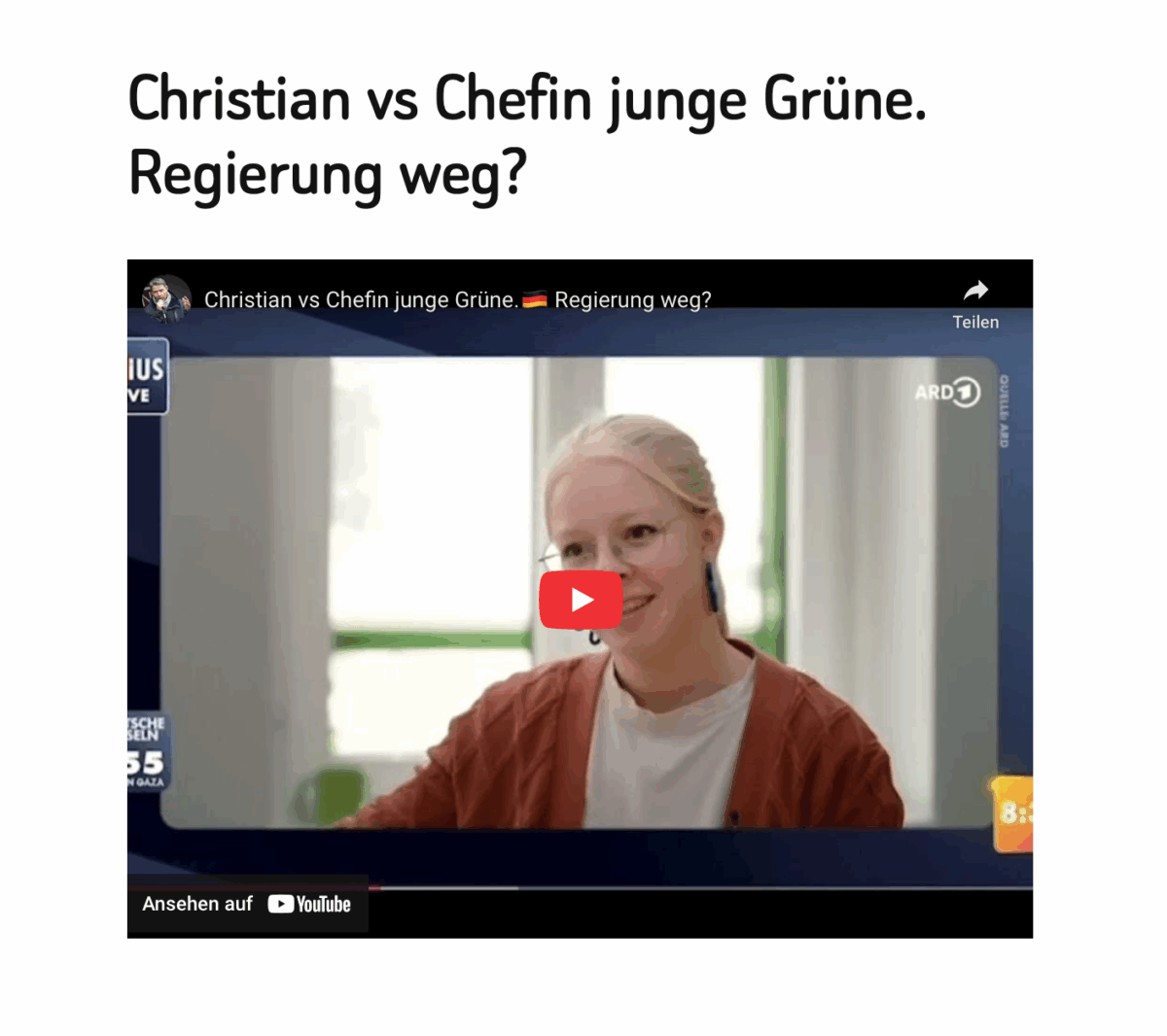 Christian  vs  Chefin  junge  Grüne. Regierung  weg?