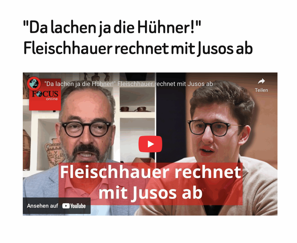 „Da lachen ja die Hühner!“ Fleischhauer rechnet mit Jusos ab